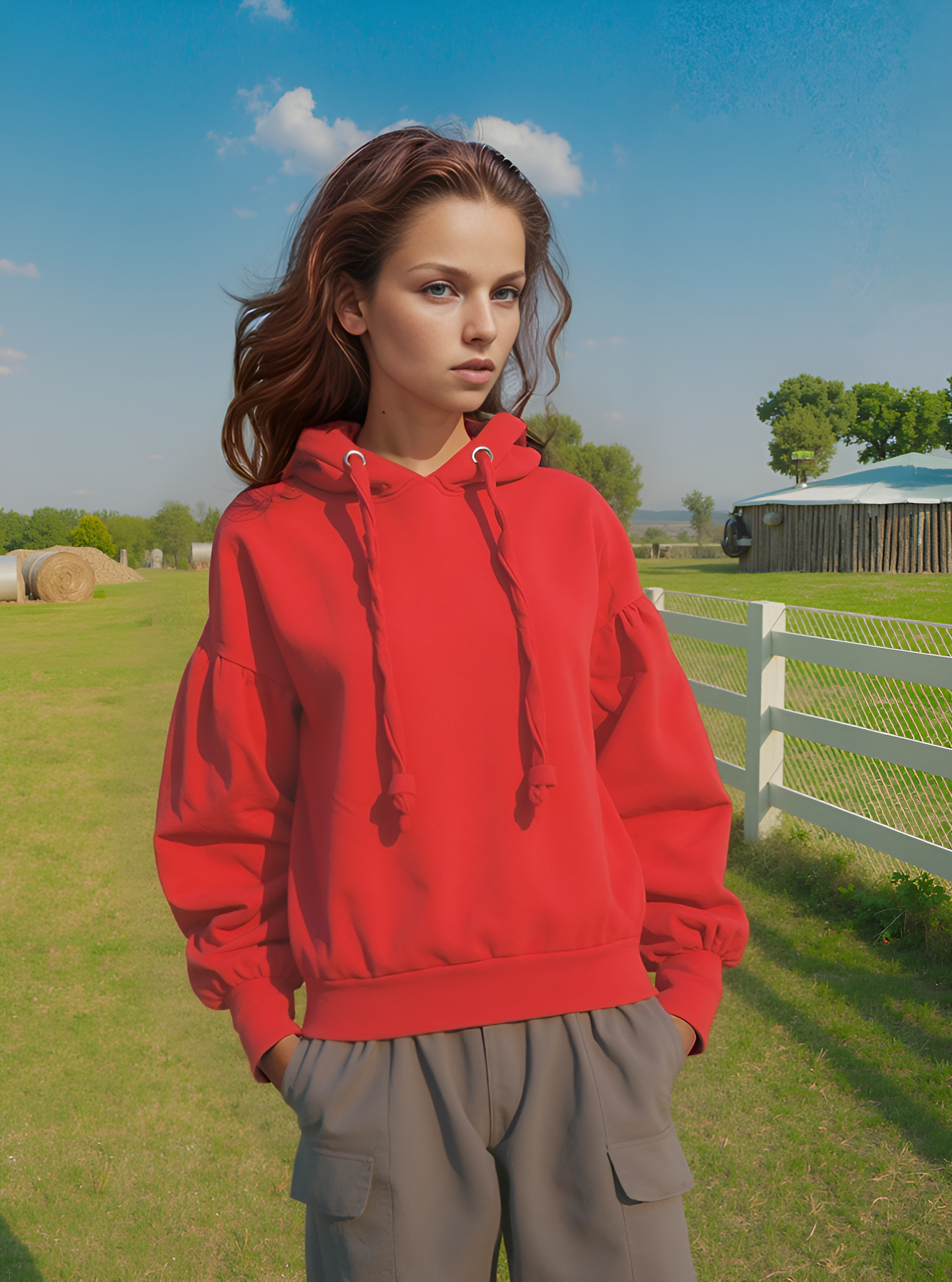 Kiralık Kırmızı Kapüşonlu Sweatshirt - Canlı ve Rahat Stil