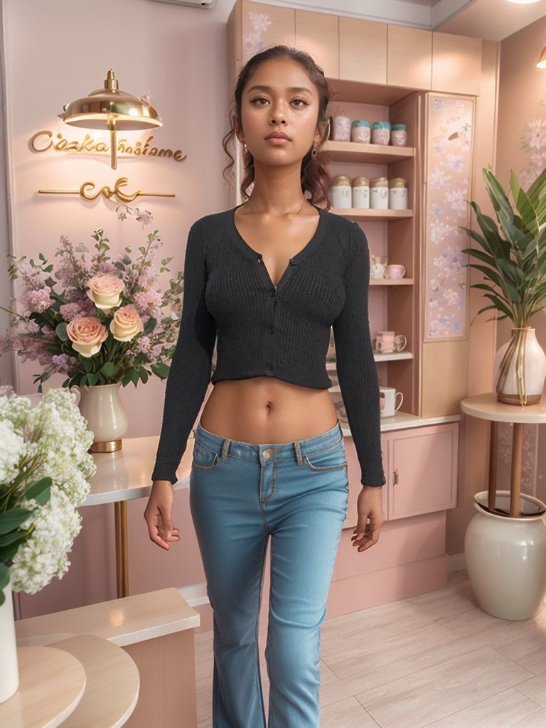 Koyu Gri Düğmeli Uzun Kollu Crop Top (Kiralık)