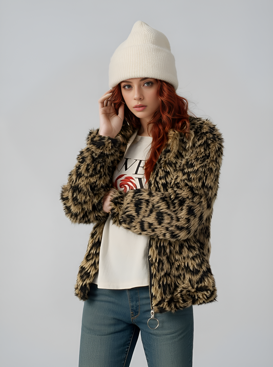 Leopar Desenli Faux Kürk Ceket – İstanbul’da Kışlık Şık Kiralık Ceket
